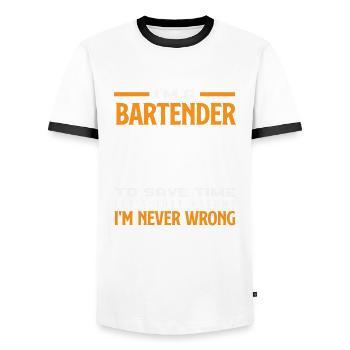 Lustiger Barkeeper Spruch Barkeeper Geschenk - Männer Kontrast-T-Shirt - Weiß/Schwarz - Vorne - AI Model Female 172 light (172cm) & AI Model Male 178 dark (178cm)