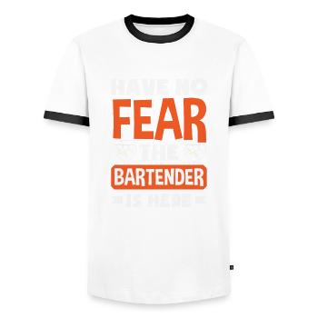 Funny Bartender Saying Bartender Gift - Men's Ringer Shirt - white/black - Front - AI Model Female 172 light (172cm) & AI Model Male 178 dark (178cm)
