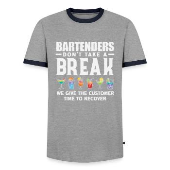 Lustiger Barkeeper Spruch Barkeeper Geschenk - Männer Kontrast-T-Shirt - Grau/Navy  - Vorne - AI Model Female 172 light (172cm) & AI Model Male 178 light (178cm)