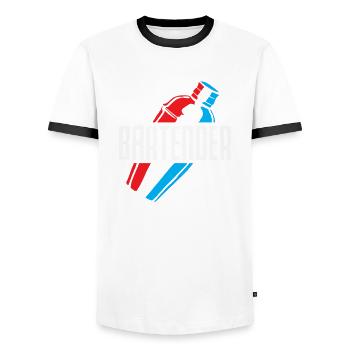 Funny Bartender Saying Bartender Gift - Men's Ringer Shirt - white/black - Front - AI Model Female 172 light (172cm) & AI Model Male 178 dark (178cm)