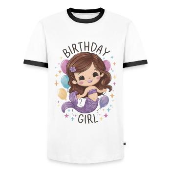 Birthday Girl Mermaid - Men's Ringer Shirt - white/black - Front - AI Model Female 172 light (172cm) & AI Model Male 178 dark (178cm)