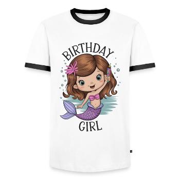 Birthday Girl Mermaid - Men's Ringer Shirt - white/black - Front - AI Model Female 172 light (172cm) & AI Model Male 178 dark (178cm)