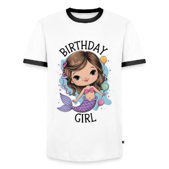 Birthday Girl Mermaid - Men's Ringer Shirt - white/black - Front - AI Model Female 172 light (172cm) & AI Model Male 178 dark (178cm)