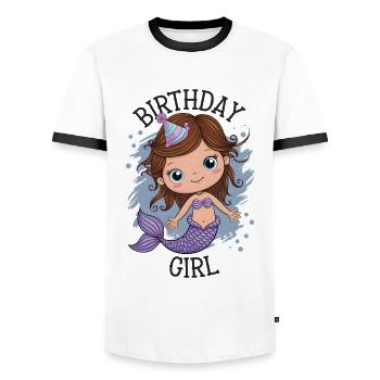 Birthday Girl Mermaid - Men's Ringer Shirt - white/black - Front - AI Model Female 172 light (172cm) & AI Model Male 178 dark (178cm)