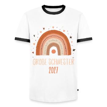 Große Schwester 2027 Regenbogen - Männer Kontrast-T-Shirt - Weiß/Schwarz - Vorne - AI Model Female 172 light (172cm) & AI Model Male 178 dark (178cm)