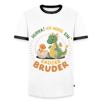 Je vais être un grand frère dragon - T-shirt contrasté Homme - blanc/noir - Devant - AI Model Female 172 light (172cm) & AI Model Male 178 dark (178cm)