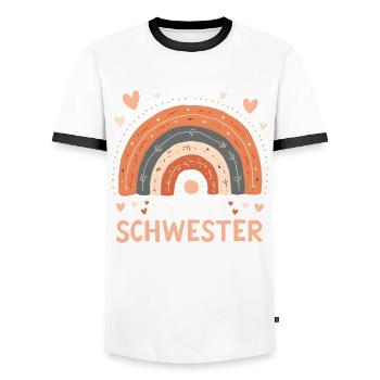 Große Schwester Regenbogen Boho - Männer Kontrast-T-Shirt - Weiß/Schwarz - Vorne - AI Model Female 172 light (172cm) & AI Model Male 178 dark (178cm)