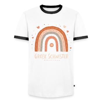 Big Sister Rainbow Boho - Men's Ringer Shirt - white/black - Front - AI Model Female 172 light (172cm) & AI Model Male 178 dark (178cm)
