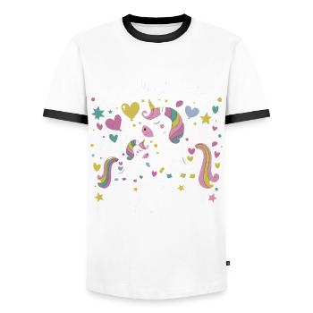 Ich werde eine große Schwester Einhorn - Männer Kontrast-T-Shirt - Weiß/Schwarz - Vorne - AI Model Female 172 light (172cm) & AI Model Male 178 dark (178cm)