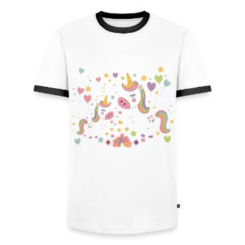 Ich werde eine große Schwester Einhorn - Männer Kontrast-T-Shirt - Weiß/Schwarz - Vorne - AI Model Female 172 light (172cm) & AI Model Male 178 dark (178cm)