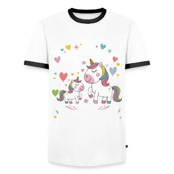 Ich werde eine große Schwester Einhorn - Männer Kontrast-T-Shirt - Weiß/Schwarz - Vorne - AI Model Female 172 light (172cm) & AI Model Male 178 dark (178cm)
