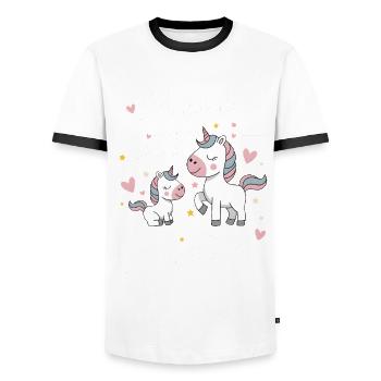 Ich werde eine große Schwester Einhorn - Männer Kontrast-T-Shirt - Weiß/Schwarz - Vorne - AI Model Female 172 light (172cm) & AI Model Male 178 dark (178cm)