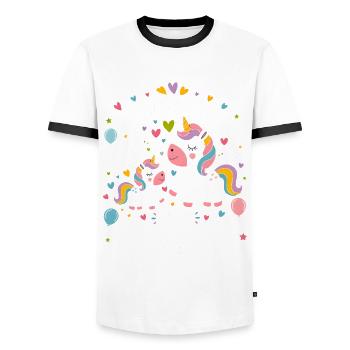 Ich werde eine große Schwester Einhorn - Männer Kontrast-T-Shirt - Weiß/Schwarz - Vorne - AI Model Female 172 light (172cm) & AI Model Male 178 dark (178cm)