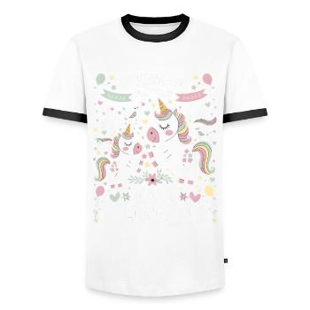 Ich werde eine große Schwester Einhorn - Männer Kontrast-T-Shirt - Weiß/Schwarz - Vorne - AI Model Female 172 light (172cm) & AI Model Male 178 dark (178cm)