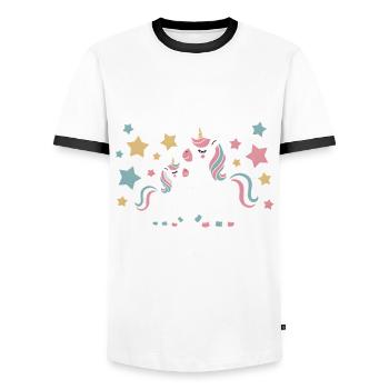 Ich werde eine große Schwester Einhorn - Männer Kontrast-T-Shirt - Weiß/Schwarz - Vorne - AI Model Female 172 light (172cm) & AI Model Male 178 dark (178cm)