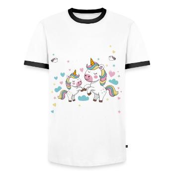 Ich werde eine große Schwester Einhorn - Männer Kontrast-T-Shirt - Weiß/Schwarz - Vorne - AI Model Female 172 light (172cm) & AI Model Male 178 dark (178cm)