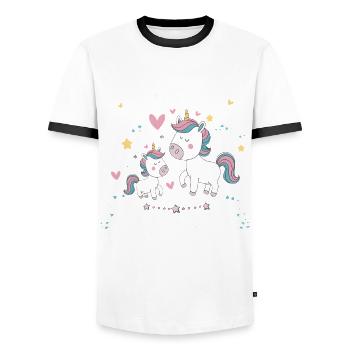 Ich werde eine große Schwester Einhorn - Männer Kontrast-T-Shirt - Weiß/Schwarz - Vorne - AI Model Female 172 light (172cm) & AI Model Male 178 dark (178cm)