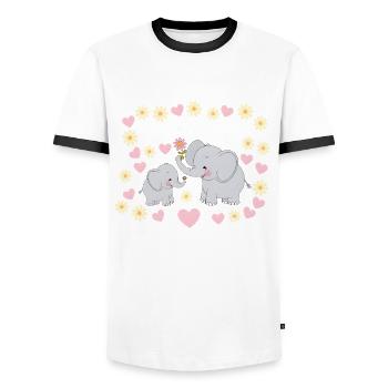I'm going to be a big sister elephant - Men's Ringer Shirt - white/black - Front - AI Model Female 172 light (172cm) & AI Model Male 178 dark (178cm)