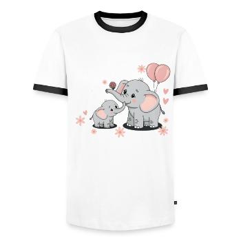 I'm going to be a big sister elephant - Men's Ringer Shirt - white/black - Front - AI Model Female 172 light (172cm) & AI Model Male 178 dark (178cm)