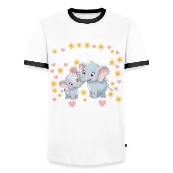 I'm going to be a big sister elephant - Men's Ringer Shirt - white/black - Front - AI Model Female 172 light (172cm) & AI Model Male 178 dark (178cm)