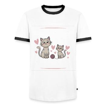 Ich werde eine große Schwester Katze Katzen - Männer Kontrast-T-Shirt - Weiß/Schwarz - Vorne - AI Model Female 172 light (172cm) & AI Model Male 178 dark (178cm)