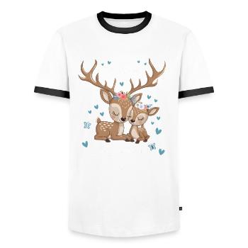 Ich werde eine große Schwester Reh Rehe - Männer Kontrast-T-Shirt - Weiß/Schwarz - Vorne - AI Model Female 172 light (172cm) & AI Model Male 178 dark (178cm)
