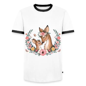 Ich werde eine große Schwester Reh Rehe - Männer Kontrast-T-Shirt - Weiß/Schwarz - Vorne - AI Model Female 172 light (172cm) & AI Model Male 178 dark (178cm)