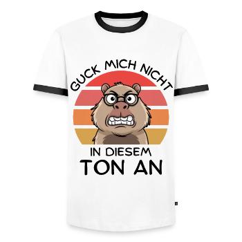 Ne me regarde pas sur ce ton - Capybara - T-shirt contrasté Homme - blanc/noir - Devant - AI Model Female 172 light (172cm) & AI Model Male 178 dark (178cm)