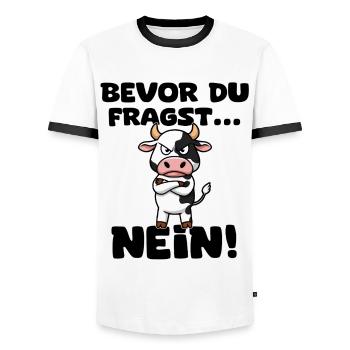 Bevor Du Fragst Nein! - Kuh - Männer Kontrast-T-Shirt - Weiß/Schwarz - Vorne - AI Model Female 172 light (172cm) & AI Model Male 178 dark (178cm)
