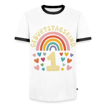 1st Birthday Girl Rainbow - Men's Ringer Shirt - white/black - Front - AI Model Female 172 light (172cm) & AI Model Male 178 dark (178cm)