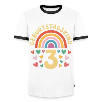 3rd Birthday Girl Rainbow - Men's Ringer Shirt - white/black - Front - AI Model Female 172 light (172cm) & AI Model Male 178 dark (178cm)