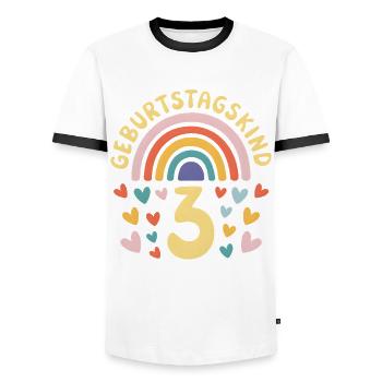 3rd Birthday Girl Rainbow - Men's Ringer Shirt - white/black - Front - AI Model Female 172 light (172cm) & AI Model Male 178 dark (178cm)