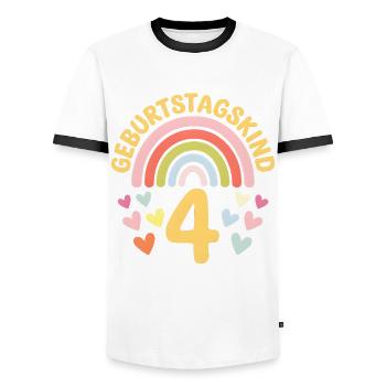 4th Birthday Girl Rainbow - Men's Ringer Shirt - white/black - Front - AI Model Female 172 light (172cm) & AI Model Male 178 dark (178cm)