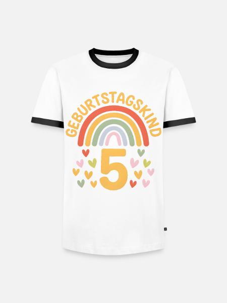 5ème anniversaire fille arc-en-ciel - T-shirt contrasté Homme - blanc/noir