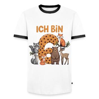 6th Birthday 6 Years Forest Animals Forest Animals - Men's Ringer Shirt - white/black - Front - AI Model Female 172 light (172cm) & AI Model Male 178 dark (178cm)