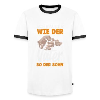 Schrauber Wie Der Vater So Der Sohn - Männer Kontrast-T-Shirt - Weiß/Schwarz - Vorne - AI Model Female 172 light (172cm) & AI Model Male 178 dark (178cm)
