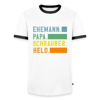 Husband Dad Mechanic Hero - Men's Ringer Shirt - white/black - Front - AI Model Female 172 light (172cm) & AI Model Male 178 dark (178cm)