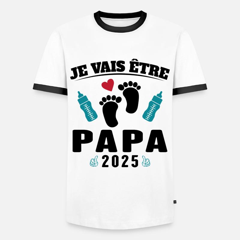Mann Papa wird 2025 Geschenk - Männer Kontrast-T-Shirt - Weiß/Schwarz