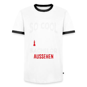 Only a bachelor's degree can look so cool - Men's Ringer Shirt - white/black - Front - AI Model Female 172 light (172cm) & AI Model Male 178 dark (178cm)