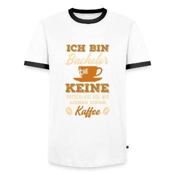 Ich Bin Bachelor Brauche Keine Ratschläge Kaffee - Männer Kontrast-T-Shirt - Weiß/Schwarz - Vorne - AI Model Female 172 light (172cm) & AI Model Male 178 dark (178cm)