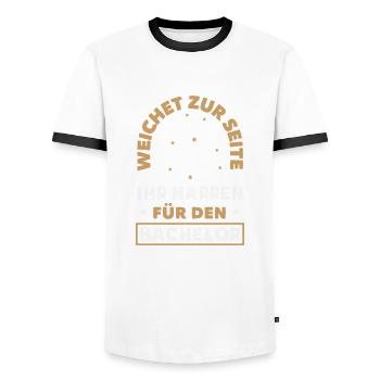 Mettez-vous sur le côté, imbéciles pour le Bachelor - T-shirt contrasté Homme - blanc/noir - Devant - AI Model Female 172 light (172cm) & AI Model Male 178 dark (178cm)