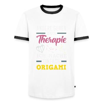 Others go to therapy, I - Men's Ringer Shirt - white/black - Front - AI Model Female 172 light (172cm) & AI Model Male 178 dark (178cm)