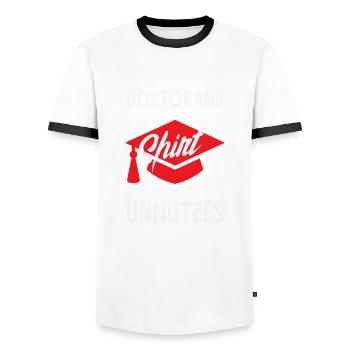Doktorand Für Dieses Sprit Musste Ich Viel - Männer Kontrast-T-Shirt - Weiß/Schwarz - Vorne - AI Model Female 172 light (172cm) & AI Model Male 178 dark (178cm)