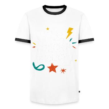 Wild, Cheeky & Finally 4 Years 4th Birthday - Men's Ringer Shirt - white/black - Front - AI Model Female 172 light (172cm) & AI Model Male 178 dark (178cm)