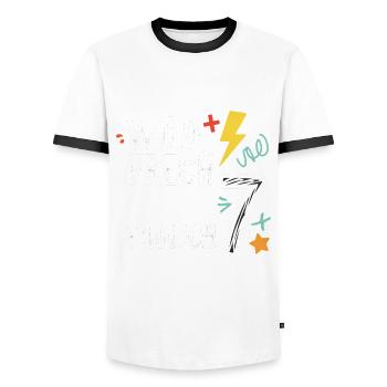 Sauvage, effronté et enfin 7 ans 7e anniversaire - T-shirt contrasté Homme - blanc/noir - Devant - AI Model Female 172 light (172cm) & AI Model Male 178 dark (178cm)
