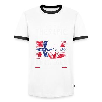 Norvège Pêche Dire Drôle Design - T-shirt contrasté Homme - blanc/noir - Devant - AI Model Female 172 light (172cm) & AI Model Male 178 dark (178cm)