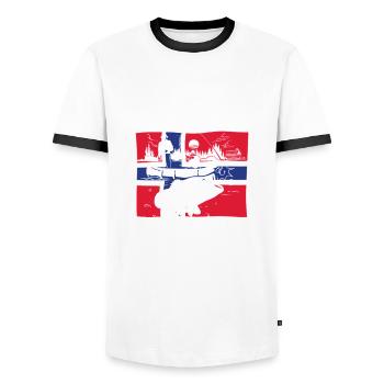 Norvège Pêche Dire Drôle Design - T-shirt contrasté Homme - blanc/noir - Devant - AI Model Female 172 light (172cm) & AI Model Male 178 dark (178cm)