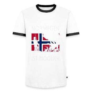 Norvège Pêche Dire Drôle Design - T-shirt contrasté Homme - blanc/noir - Devant - AI Model Female 172 light (172cm) & AI Model Male 178 dark (178cm)