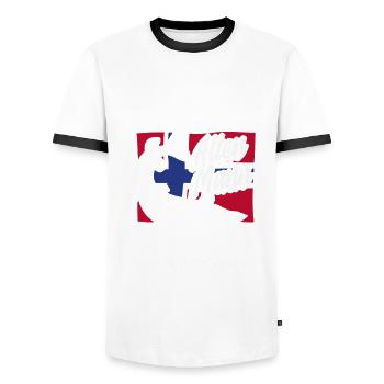 Norvège Pêche Dire Drôle Design - T-shirt contrasté Homme - blanc/noir - Devant - AI Model Female 172 light (172cm) & AI Model Male 178 dark (178cm)