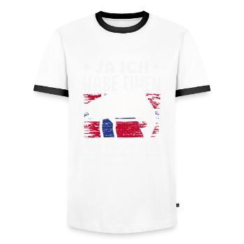 Norvège Pêche Dire Drôle Design - T-shirt contrasté Homme - blanc/noir - Devant - AI Model Female 172 light (172cm) & AI Model Male 178 dark (178cm)